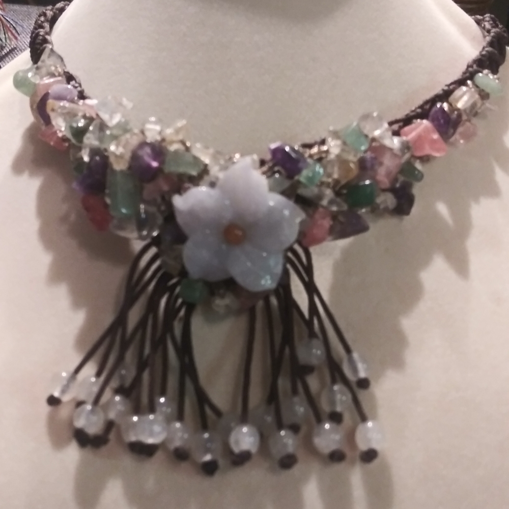 Beaded and Woven Floral necklace